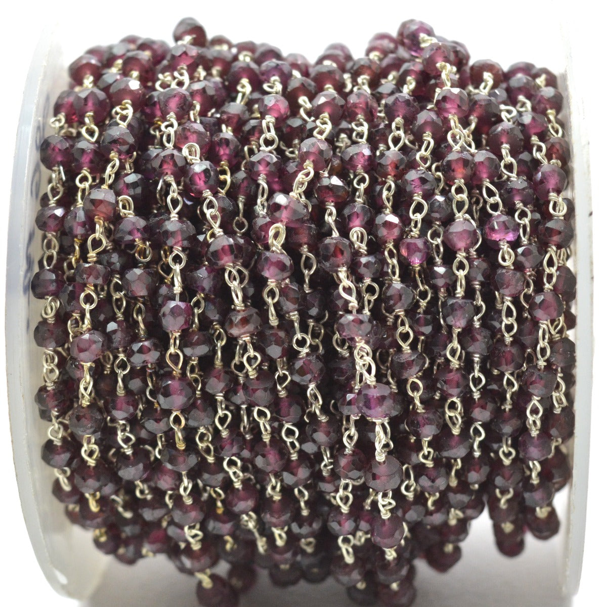 Garnet Rosary Chain - 925 Silver Gold, 3.50mm