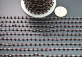 Garnet Rosary Chain - 925 Silver Gold, 3.50mm
