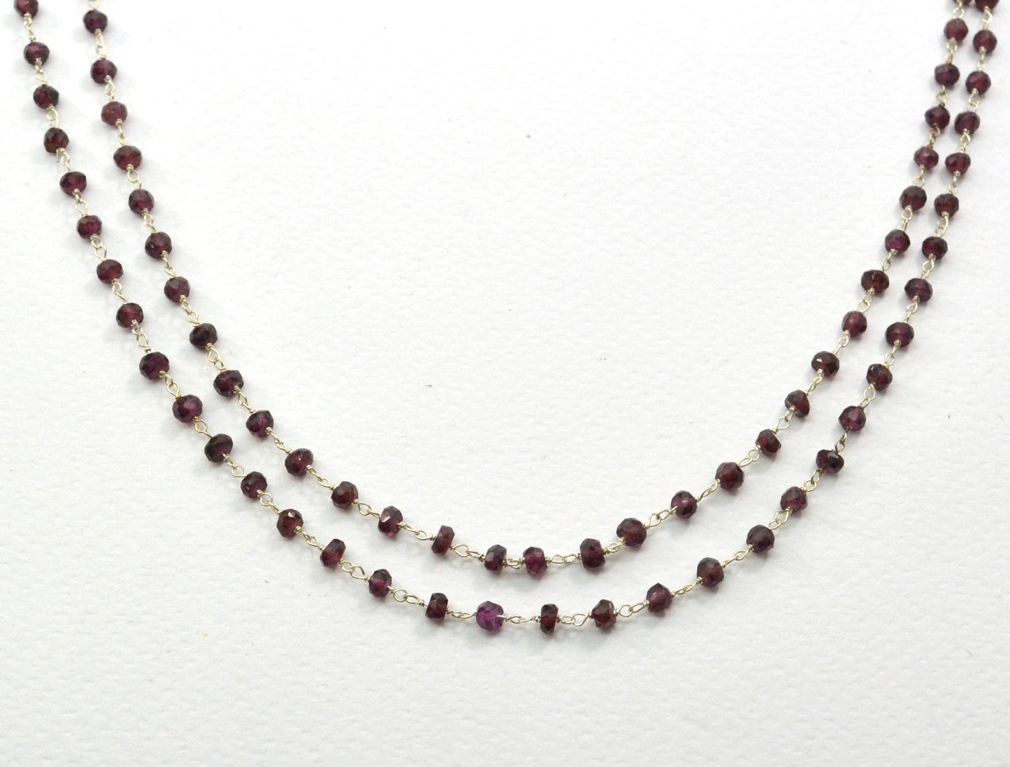 Garnet Rosary Chain - 925 Silver Gold, 3.50mm