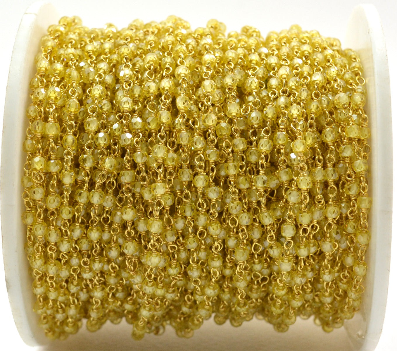 Artisan 925 Gold Silver Rosary Chain - Zirconia 3mm