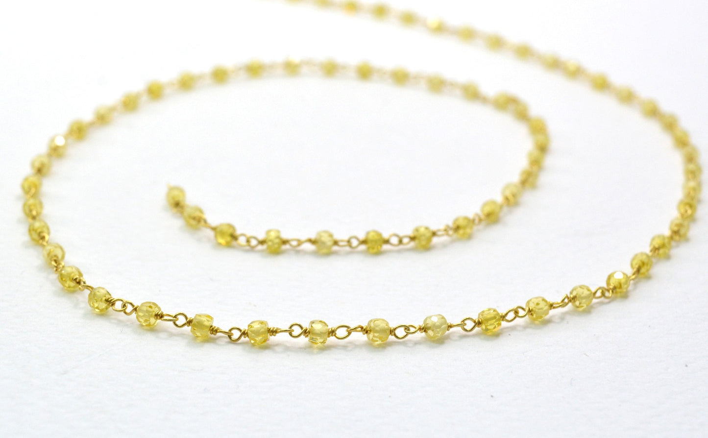 Artisan 925 Gold Silver Rosary Chain - Zirconia 3mm
