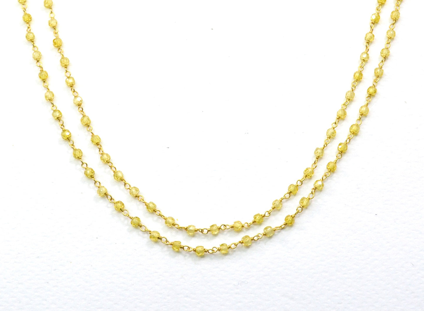 Artisan 925 Gold Silver Rosary Chain - Zirconia 3mm
