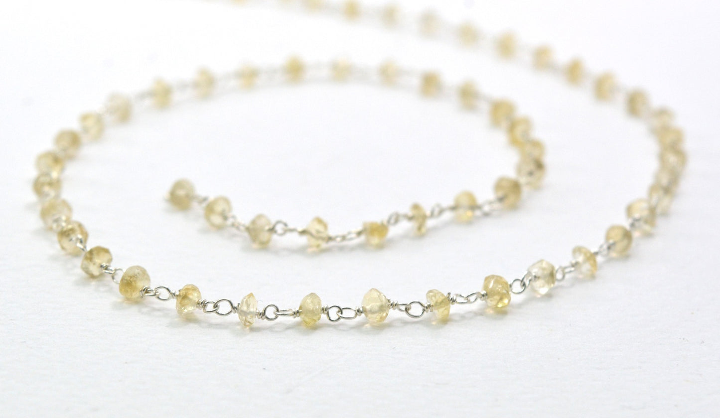 Classic 925 Silver Gold Rosary Chain - Citrine 3mm