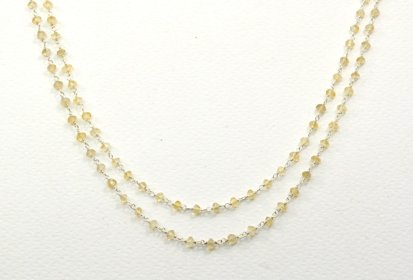 Classic 925 Silver Gold Rosary Chain - Citrine 3mm