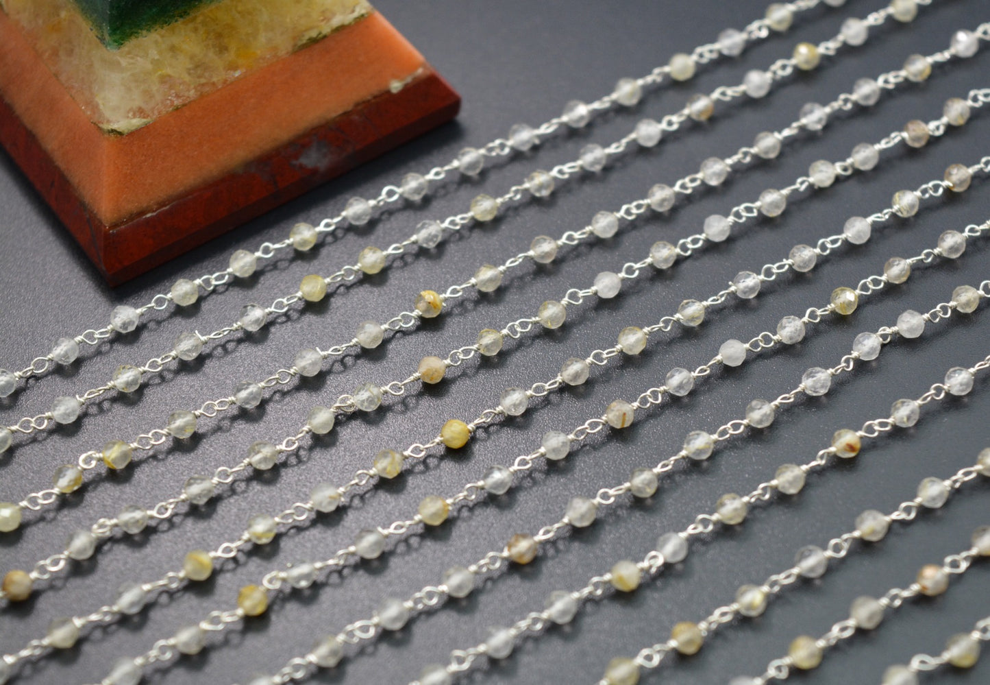 925 Silver Rosary Chain with Stone - 3mm