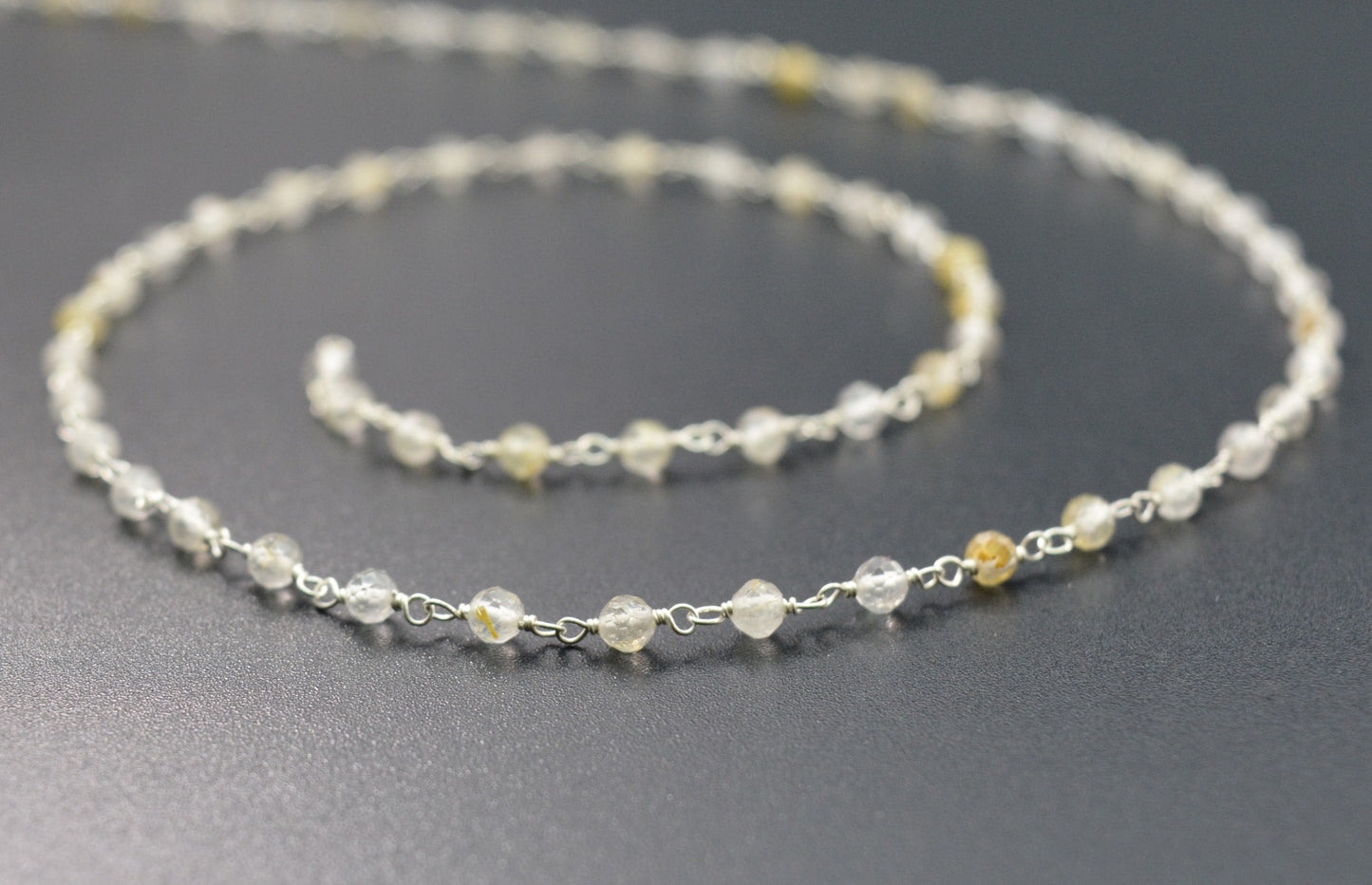 925 Silver Rosary Chain with Stone - 3mm