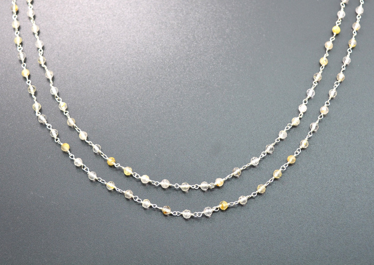 925 Silver Rosary Chain with Stone - 3mm