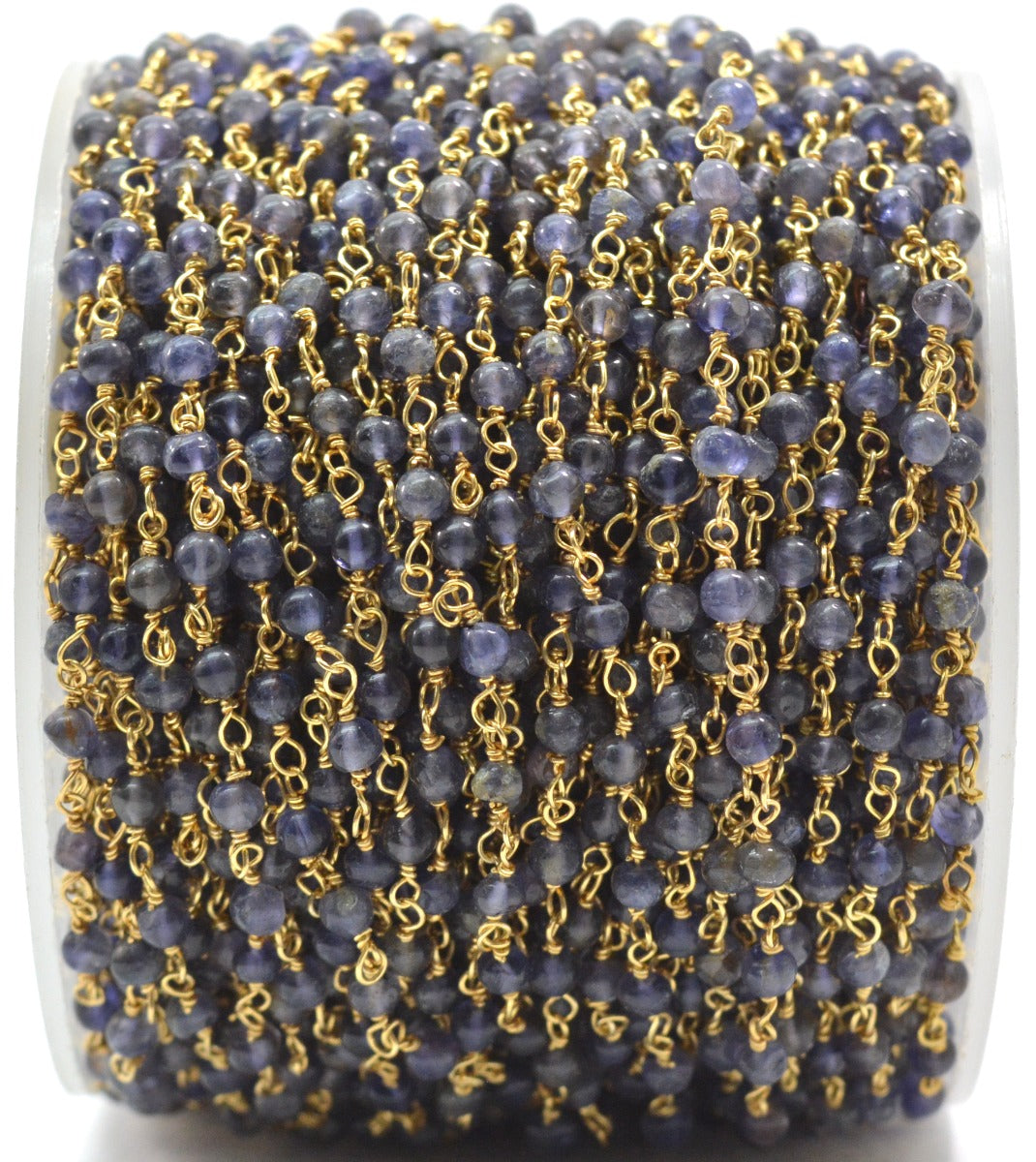 Graceful Iolite Rosary Chain in 925 Silver Gold - 3mm