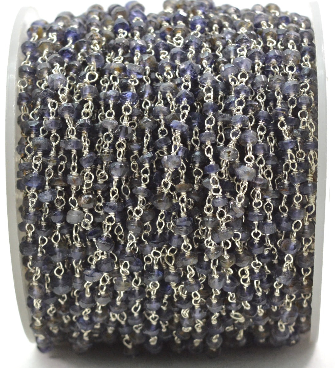 925 Silver Gold Rosary Chain with Iolite - 3mm