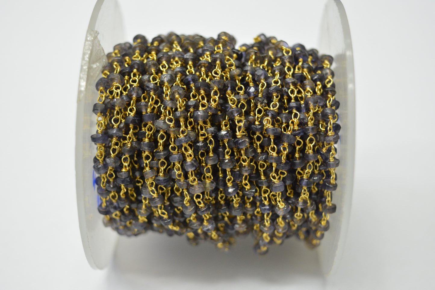 925 Silver Gold Rosary Chain with Iolite - 3mm