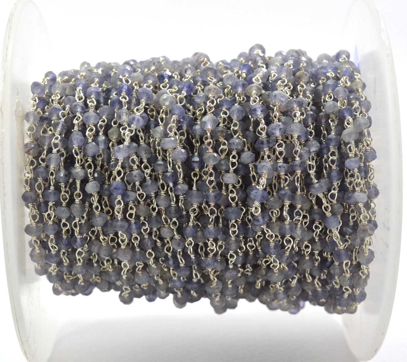 Iolite Rosary Chain - 925 Silver Gold, 3mm