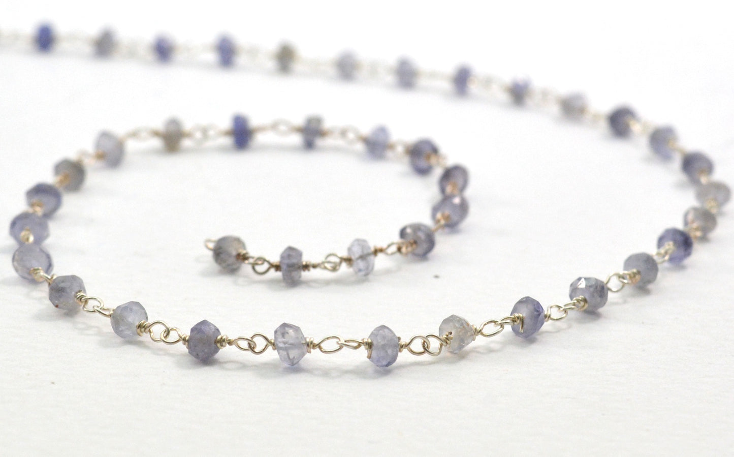 Iolite Rosary Chain - 925 Silver Gold, 3mm