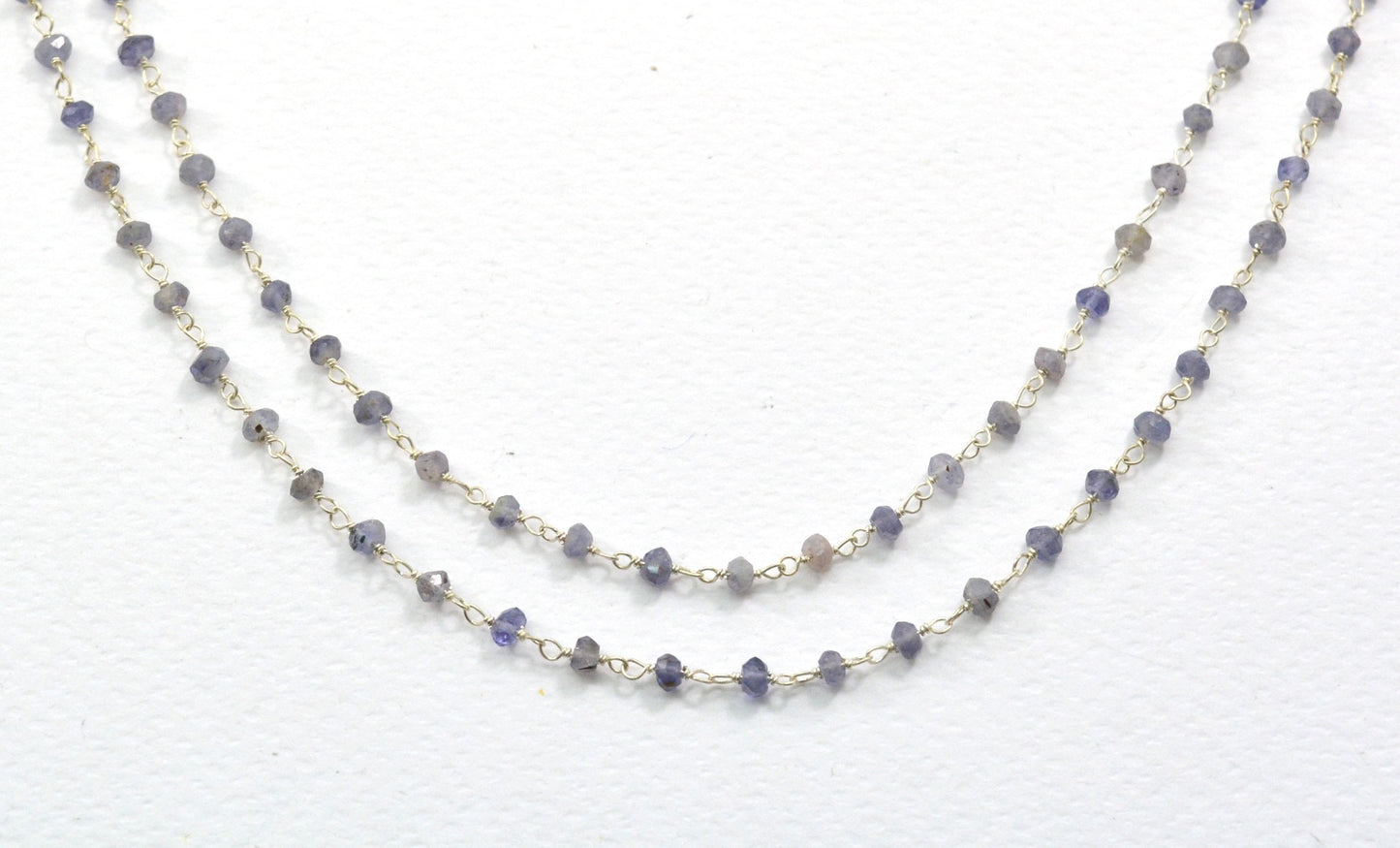Iolite Rosary Chain - 925 Silver Gold, 3mm