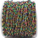 Multi Emerald & Ruby & Sapphire Rosary Chain, 925 Sterling Silver, 3mm Faceted
