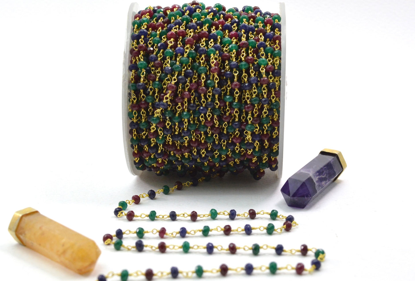 Graceful Rosary Chain - Emerald 925 Gold Silver 3mm