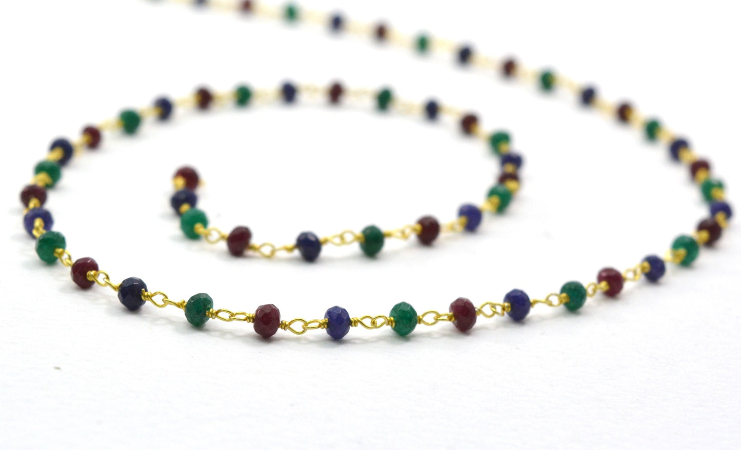 Graceful Rosary Chain - Emerald 925 Gold Silver 3mm