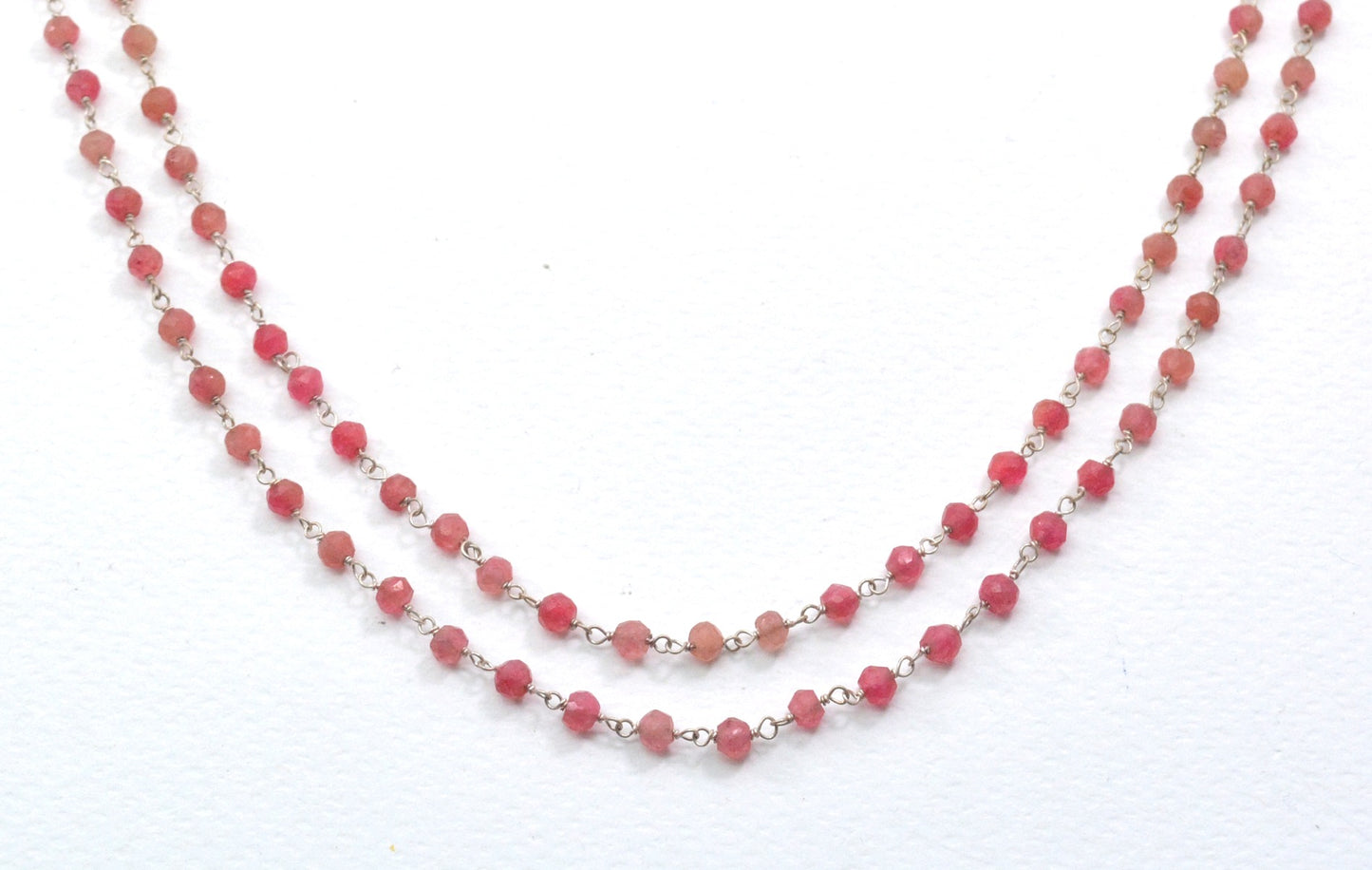 Ruby Rosary Chain - 925 Gold Silver, 3.50mm