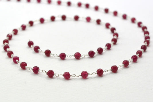 Stylish Chalcedony Rosary Chain in 925 Silver Gold - 3.50mm