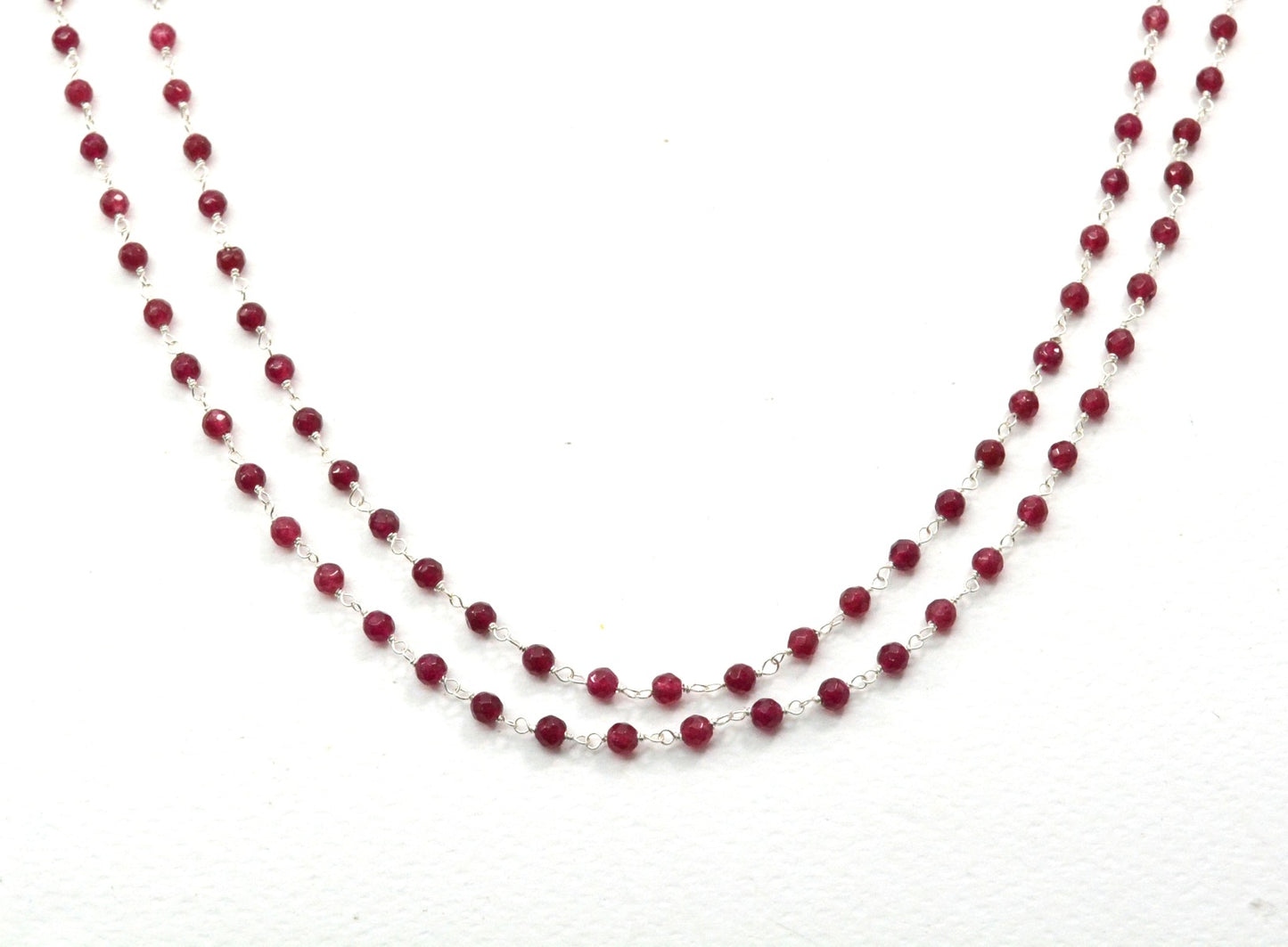 Stylish Chalcedony Rosary Chain in 925 Silver Gold - 3.50mm