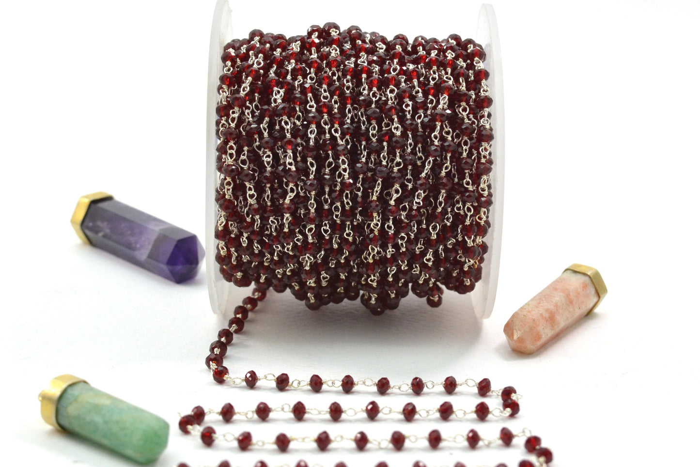 Stylish 925 Silver Gold Rosary Chain - Crystal 3.00mm