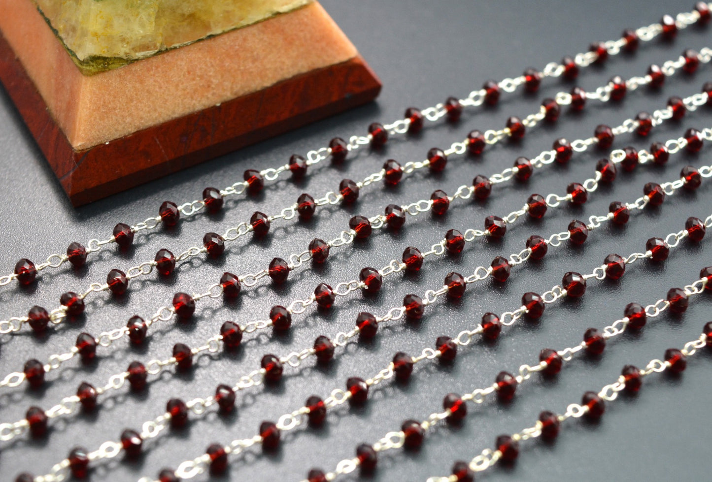 Stylish 925 Silver Gold Rosary Chain - Crystal 3.00mm