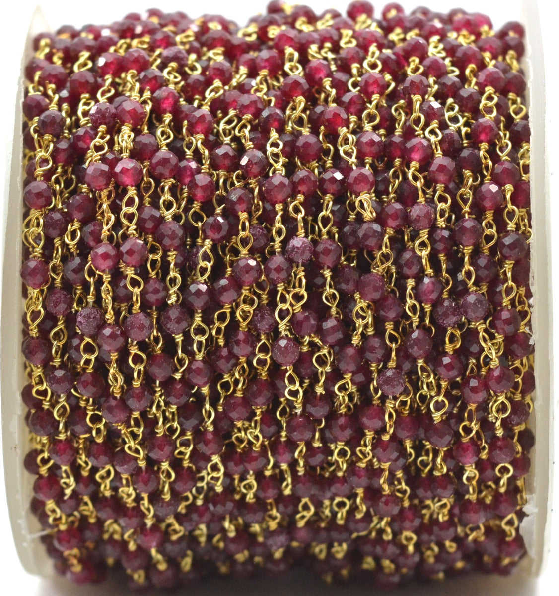 Stunning Garnet Rosary Chain in 925 Silver Gold - 3mm