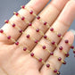Stunning Garnet Rosary Chain in 925 Silver Gold - 3mm