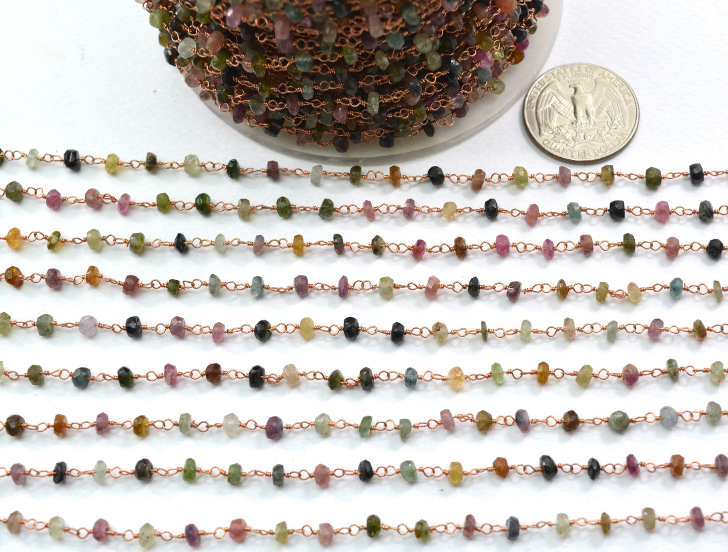 Tourmaline Rosary Chain - 925 Silver, 4.50mm