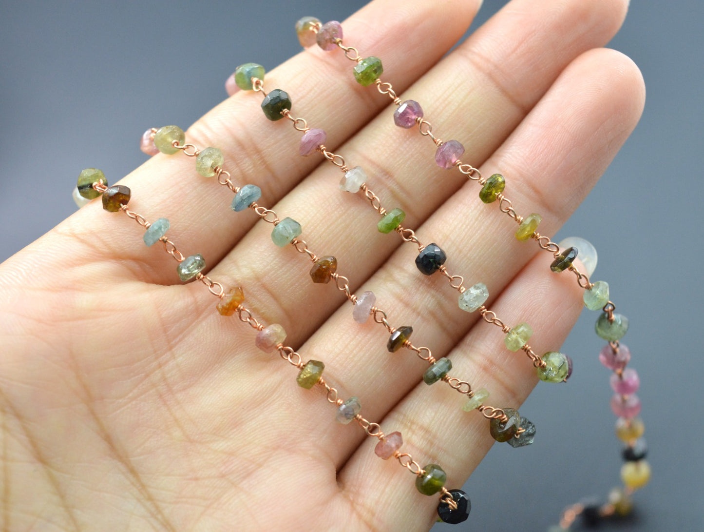 Tourmaline Rosary Chain - 925 Silver, 4.50mm