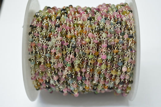 Classic 925 Silver Gold Rosary Chain - Tourmaline 4.50mm