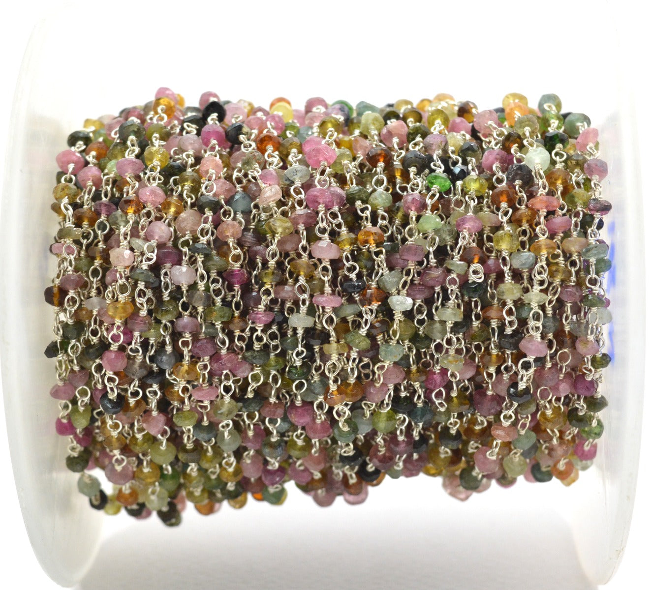 Gorgeous 925 Silver Gold Rosary Chain - Tourmaline 3mm