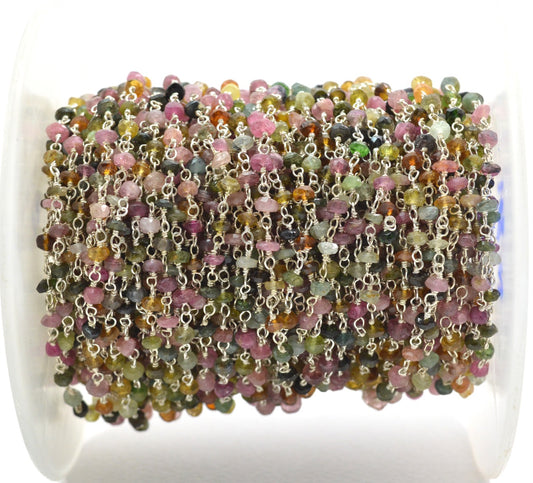 Gorgeous 925 Silver Gold Rosary Chain - Tourmaline 3mm - view 3