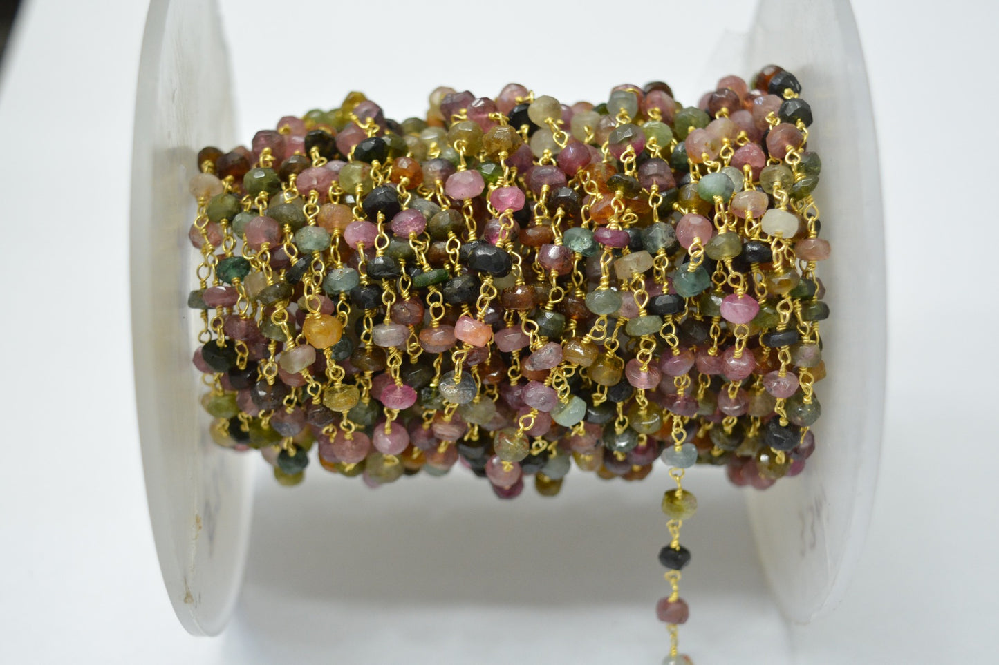 Gorgeous 925 Silver Gold Rosary Chain - Tourmaline 3mm