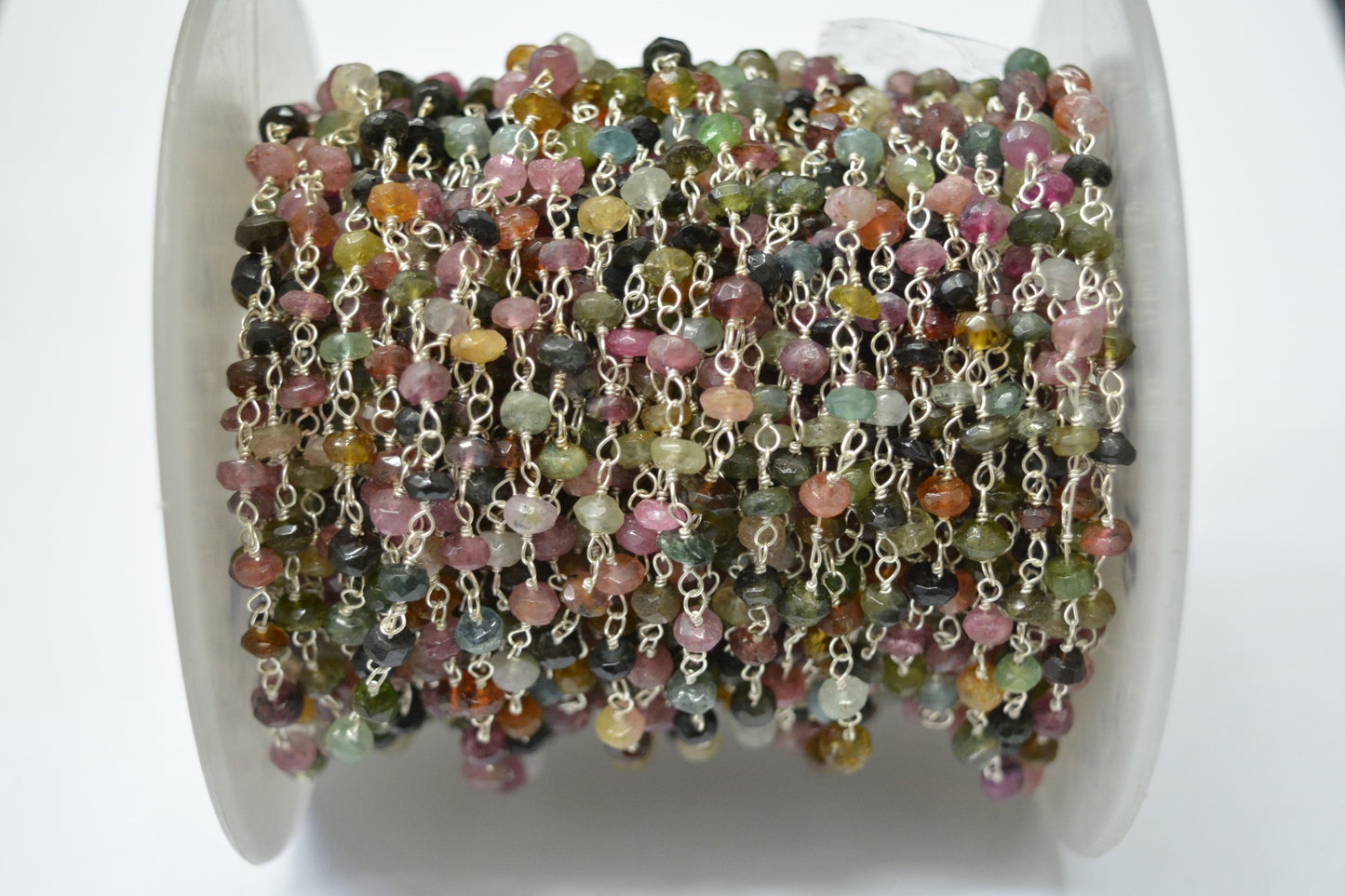 Gorgeous 925 Silver Gold Rosary Chain - Tourmaline 3mm