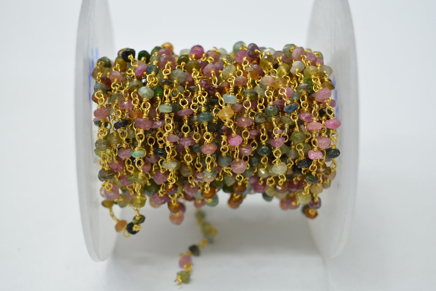 Gorgeous 925 Silver Gold Rosary Chain - Tourmaline 3mm