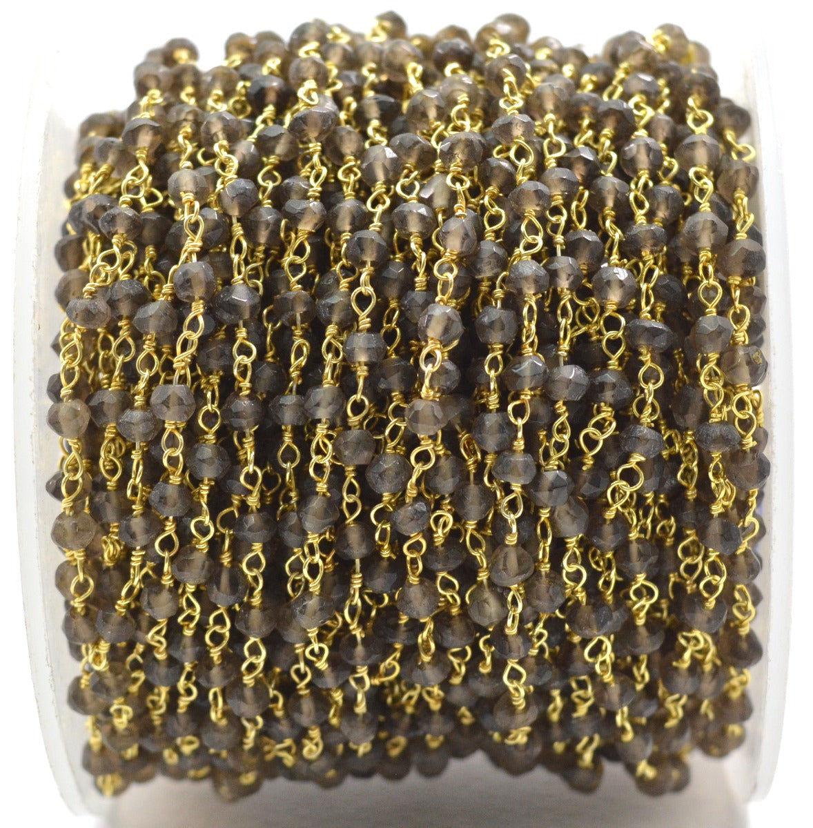 925 Silver Gold Rosary Chain with Stone - 3mm #2