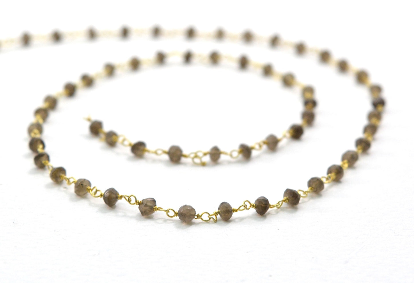 925 Silver Gold Rosary Chain with Stone - 3mm #2