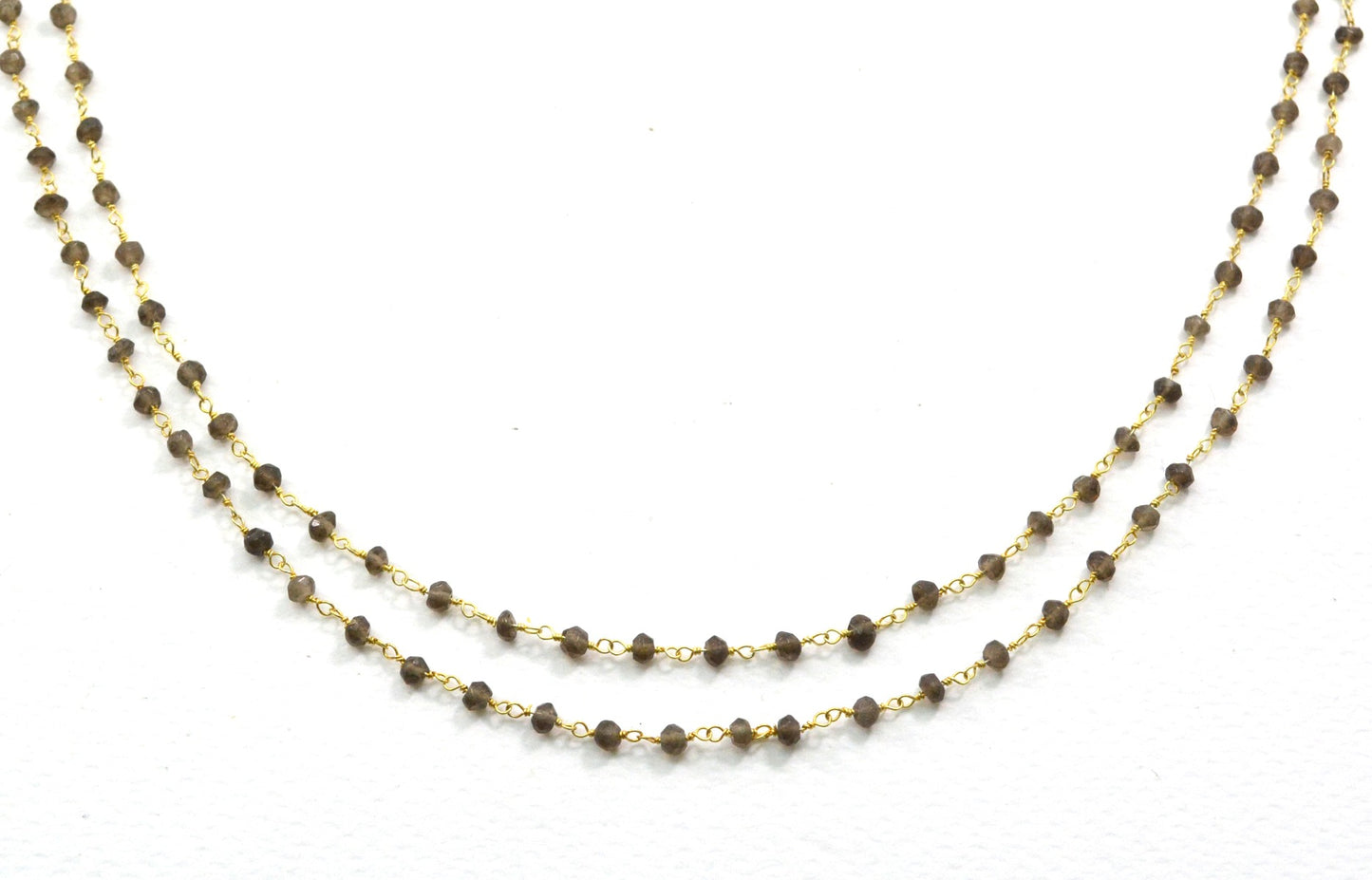 925 Silver Gold Rosary Chain with Stone - 3mm #2