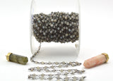 Gorgeous Rosary Chain - Labradorite 925 Silver Gold 3mm