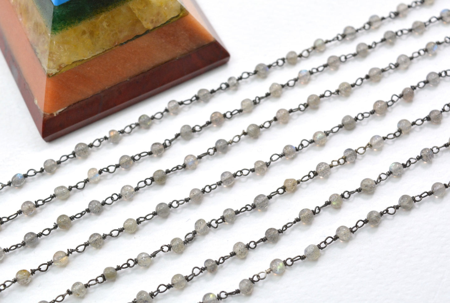 Gorgeous Rosary Chain - Labradorite 925 Silver Gold 3mm
