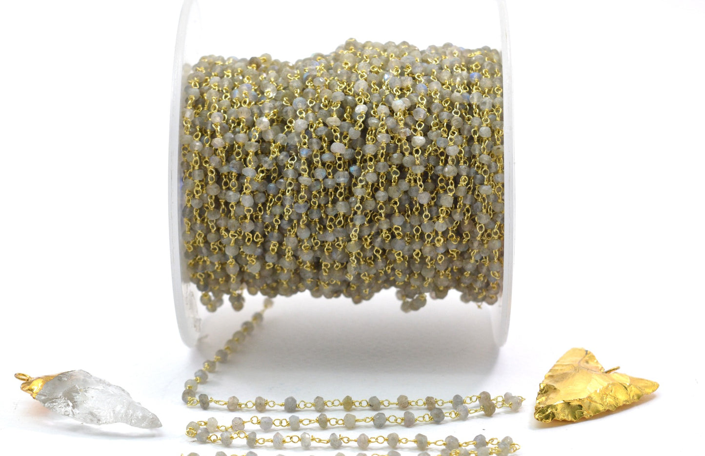 Charming Rosary Chain - Labradorite 925 Silver Gold