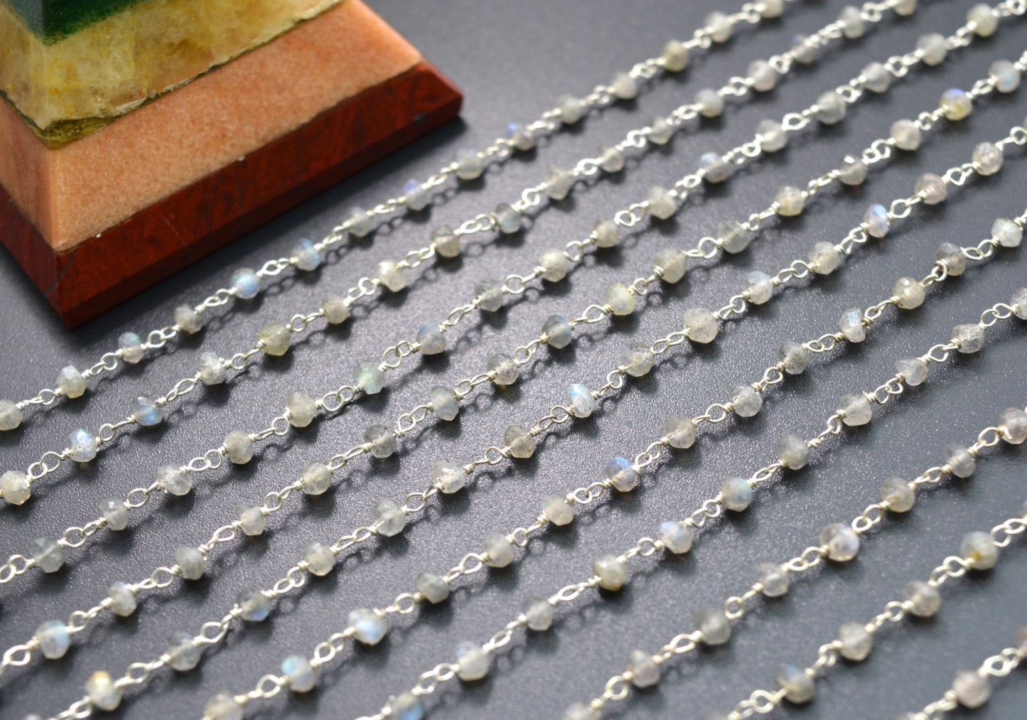 Charming Rosary Chain - Labradorite 925 Silver Gold