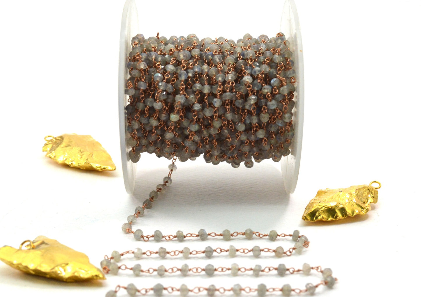 Charming Rosary Chain - Labradorite 925 Silver Gold