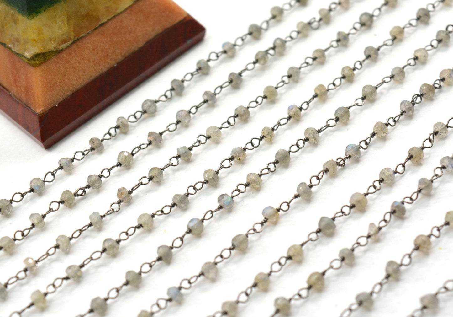 Charming Rosary Chain - Labradorite 925 Silver Gold