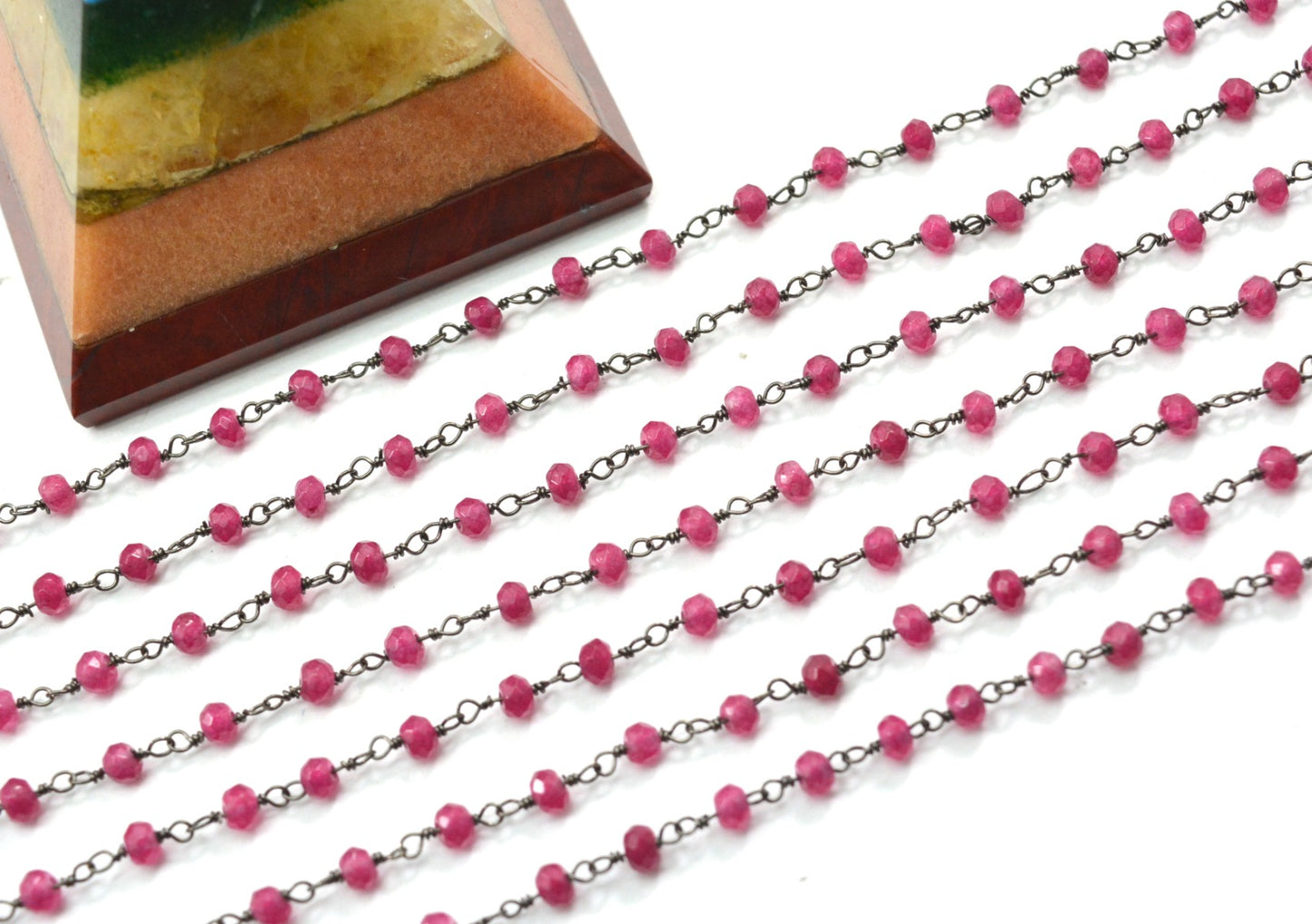 925 Silver Rosary Chain with Tourmaline - 3mm