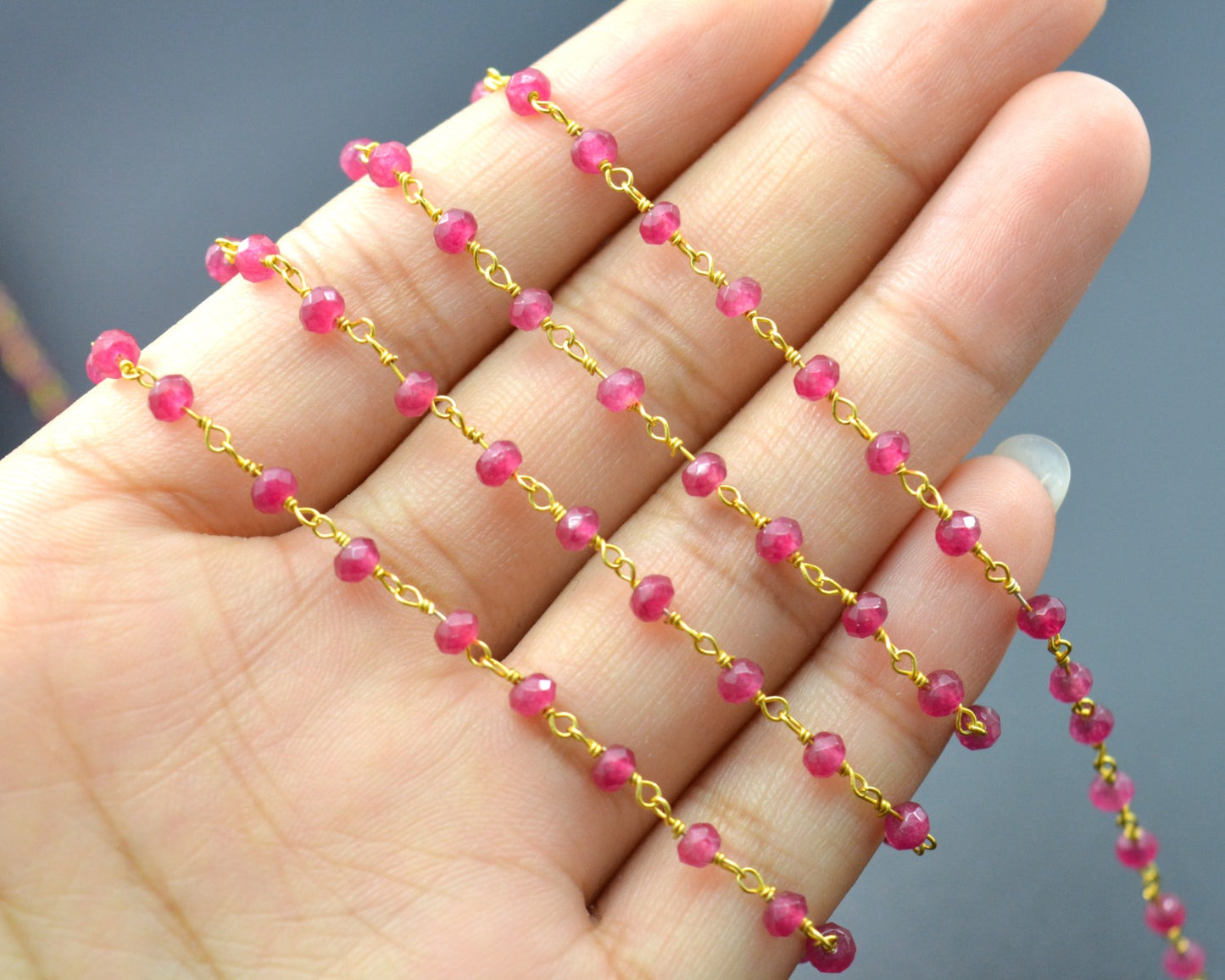 925 Silver Rosary Chain with Tourmaline - 3mm