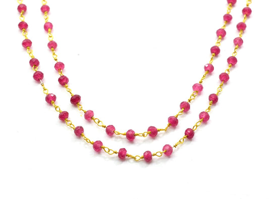 925 Silver Rosary Chain with Tourmaline - 3mm - view 3
