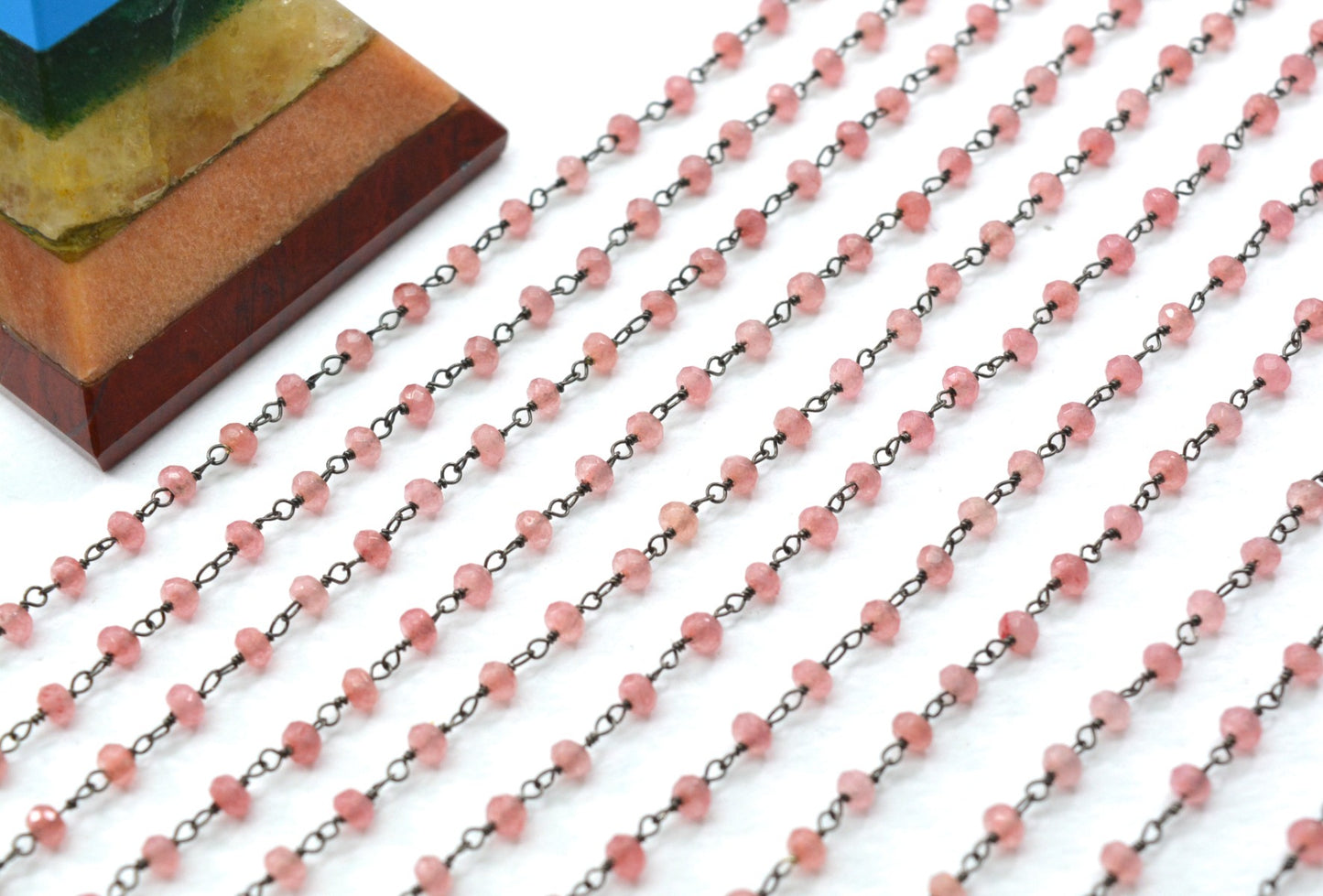 925 Silver Rosary Chain with Chalcedony - 3mm