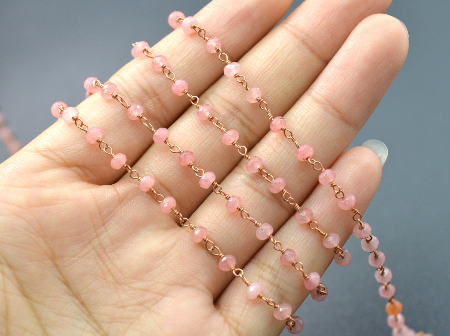 925 Silver Rosary Chain with Chalcedony - 3mm