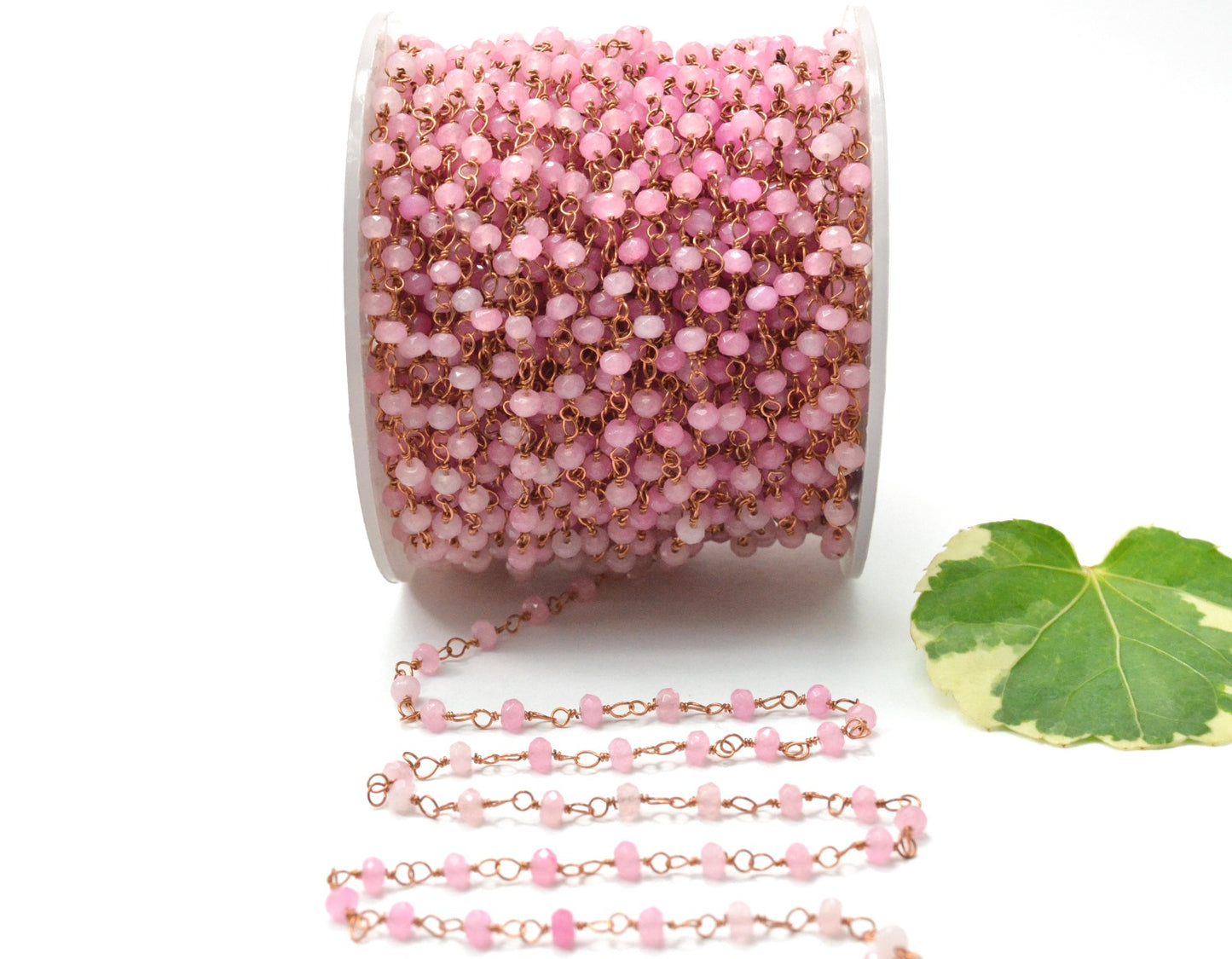 Artisan 925 Silver Gold Rosary Chain - Jade 3mm